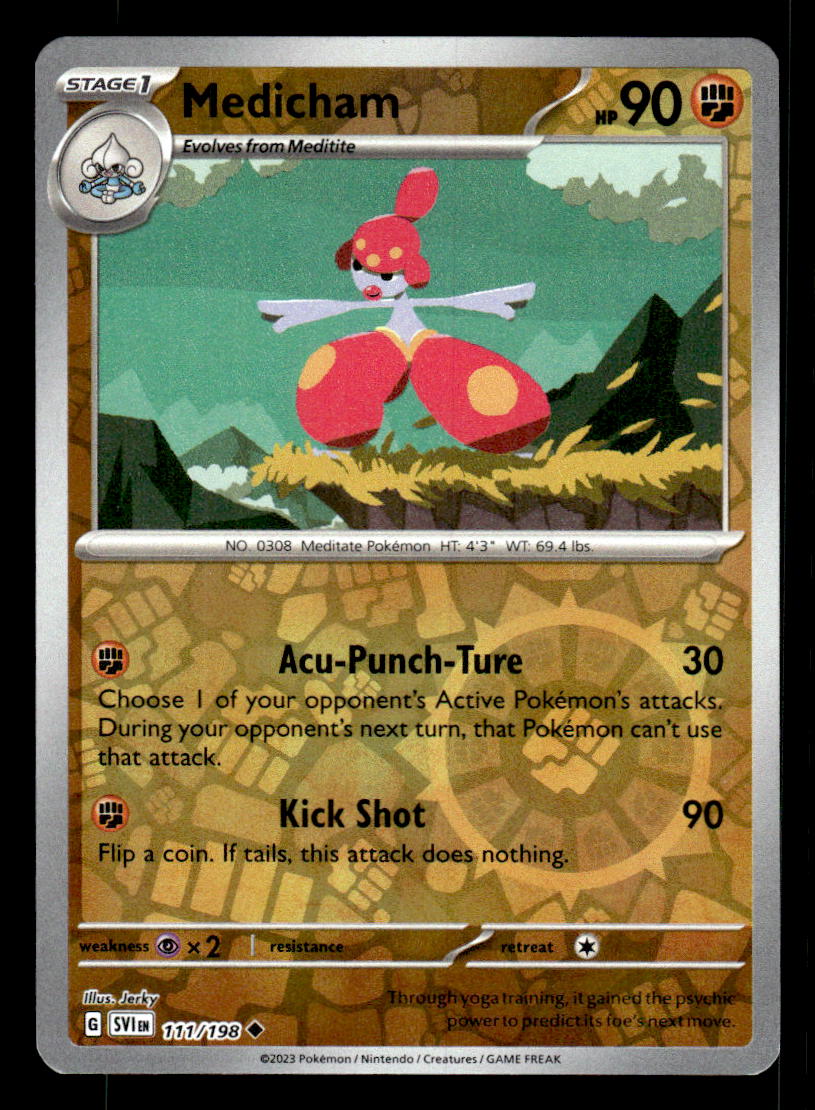 pokemon medicham card Medicham - 111/198 - SV01: Scarlet & Violet Base Set [REVERSE HOLO]