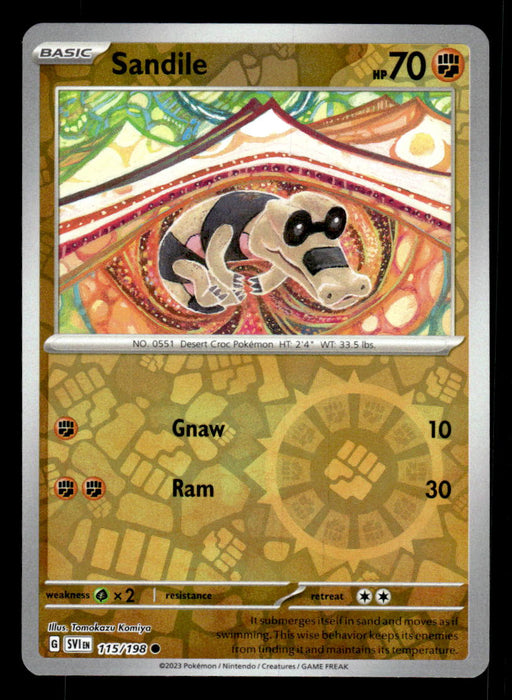 Pokemon TCG Scarlet and Violet Sandile # 115 Reverse Holo Common Collectible Craze America Pokemon TCG Scarlet and Violet Sandile # 115 Reverse Holo Common Collectible Craze America