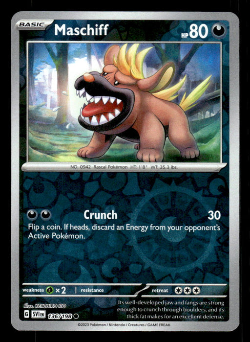maschiff pokemon card Pokemon TCG Scarlet and Violet Maschiff # 136 Reverse Holo Common — Collectible Craze America