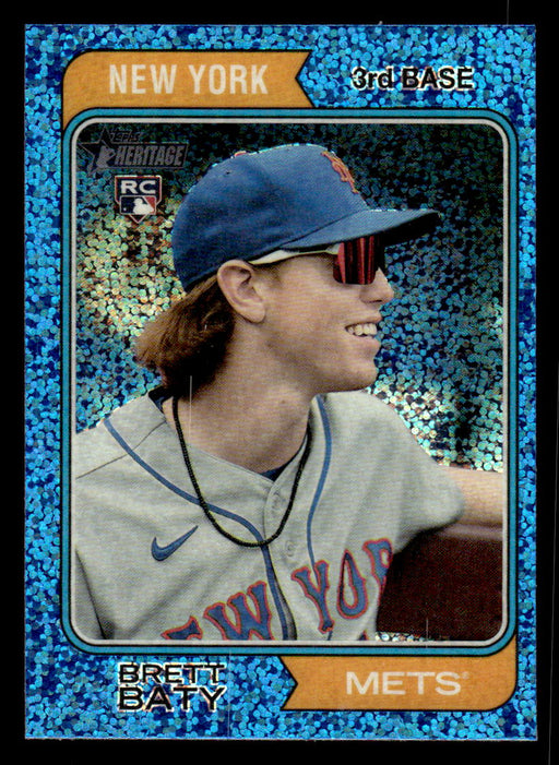 Brett Baty 2023 Topps Heritage Baseball Blue Sparkle Refractor Front of Card