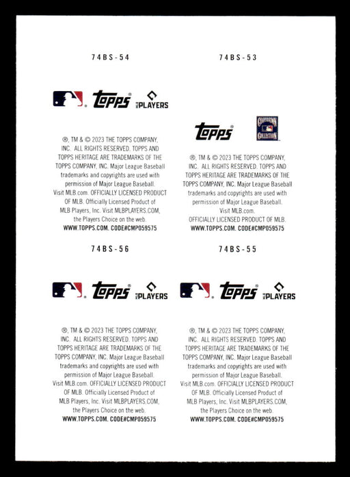 Dick Allen, Eloy Jiménez, Luis Robert, Yoán Moncada 2023 Topps Heritage Baseball 1974 Topps Stamps Back of Card