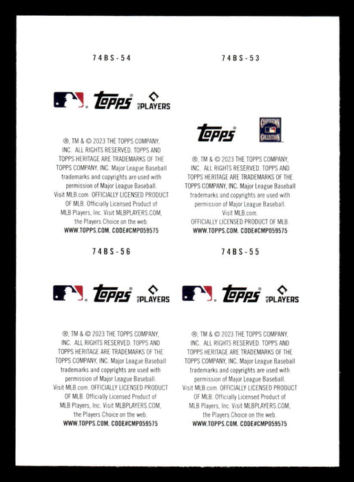 Dick Allen, Eloy Jiménez, Luis Robert, Yoán Moncada 2023 Topps Heritage Baseball 1974 Topps Stamps Back of Card