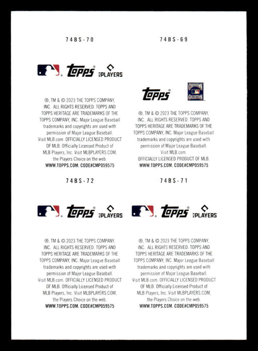 Tom Seaver, Max Scherzer, Francisco Lindor, Pete Alonso 2023 Topps Heritage Baseball 1974 Topps Stamps Back of Card