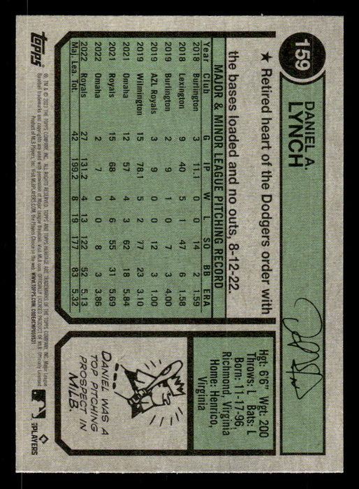 Daniel Lynch 2023 Topps Heritage Baseball Base Back of Card