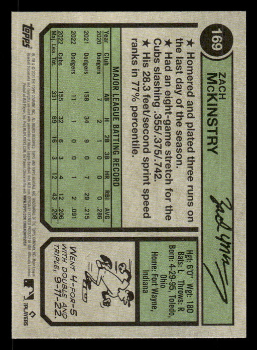 Zach McKinstry 2023 Topps Heritage Baseball Base Back of Card