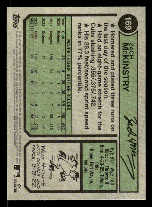 Zach McKinstry 2023 Topps Heritage Baseball Base Back of Card