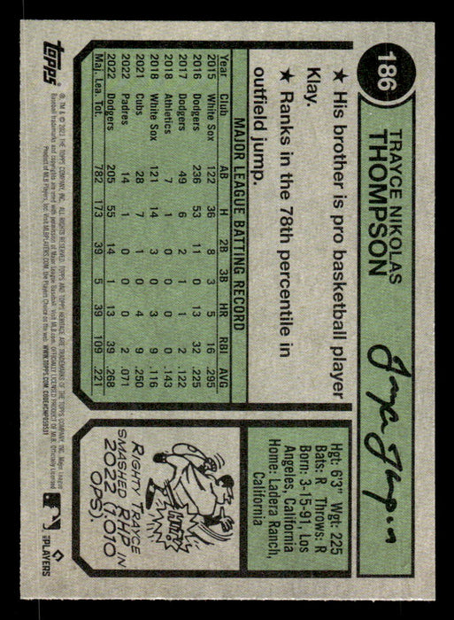 Trayce Thompson 2023 Topps Heritage Baseball Base Back of Card