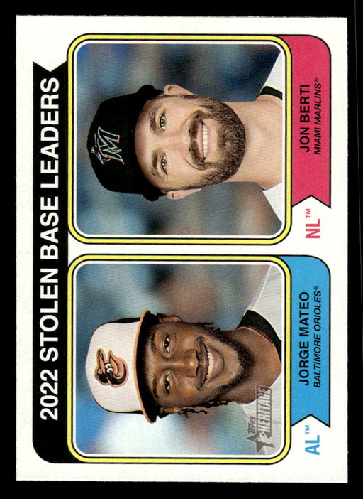 Jon Berti / Jorge Mateo 2023 Topps Heritage Baseball Base Front of Card