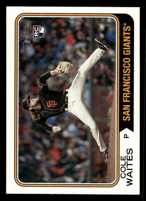 Cole Waites 2023 Topps Heritage Baseball Base Front of Card