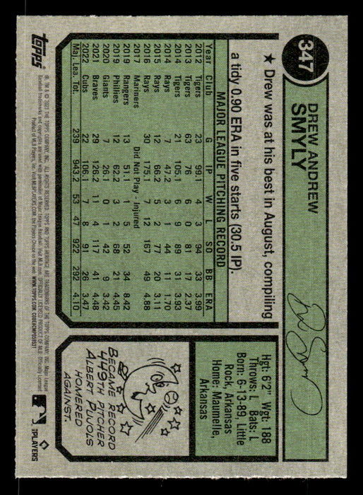 Drew Smyly 2023 Topps Heritage Baseball Base Back of Card
