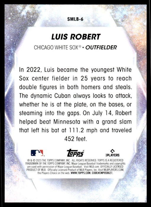 Luis Robert 2023 Topps Series 1 Stars of MLB Back of Card