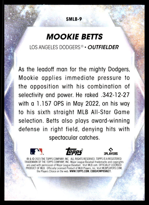 Mookie Betts 2023 Topps Series 1 Stars of MLB Back of Card