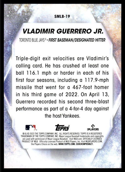 Vladimir Guerrero Jr. 2023 Topps Series 1 Stars of MLB Back of Card