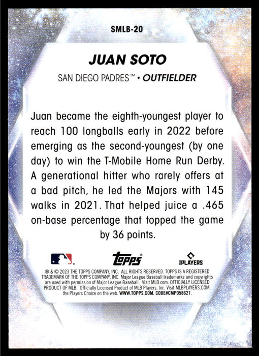 Juan Soto 2023 Topps Series 1 Stars of MLB Back of Card