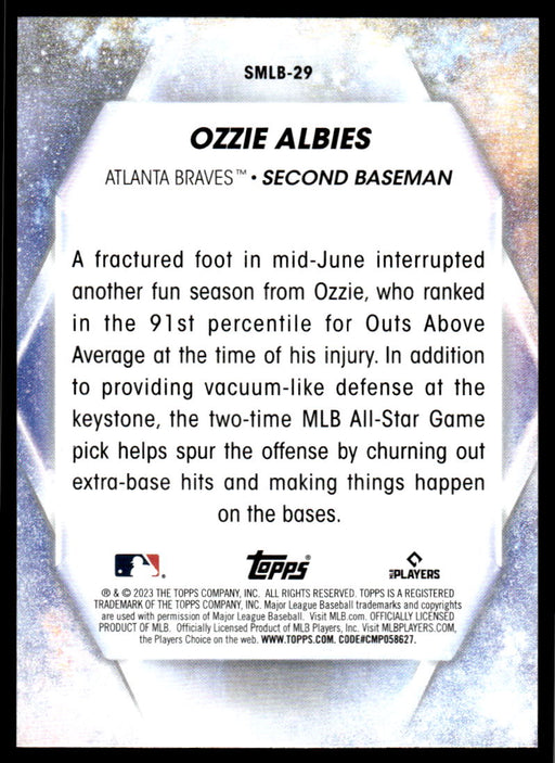 Ozzie Albies 2023 Topps Series 1 Stars of MLB Back of Card