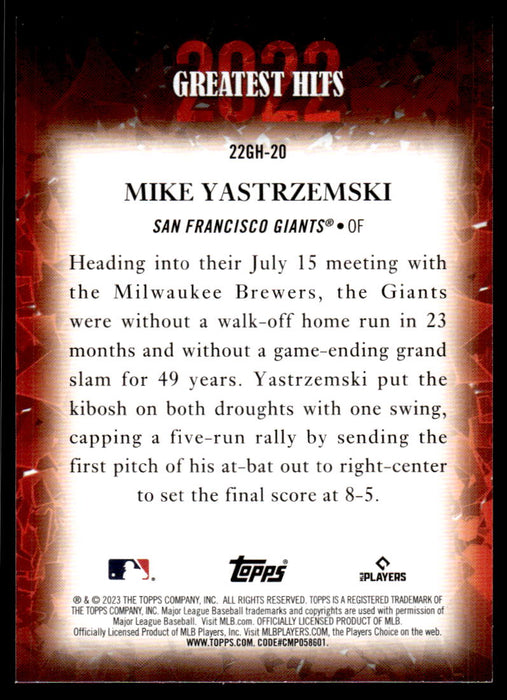 Mike Yastrzemski 2023 Topps Series 1 # 22GH-20 2022 Greatest Hits San  Francisco