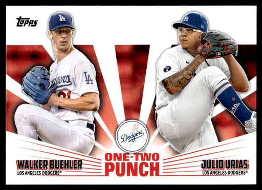 Walker Buehler / Julio Urias 2023 Topps Series 1 One-Two Punch Front of Card