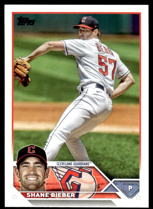 Shane Bieber 2023 Topps Series 1 Base Front of Card