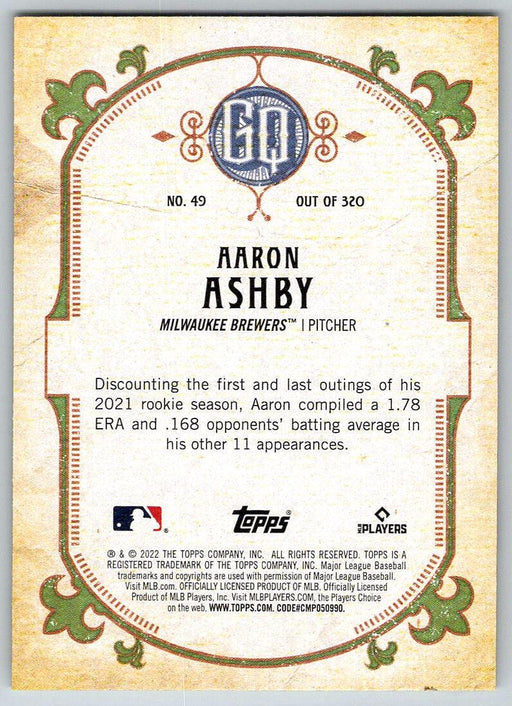 Aaron Ashby 2022 Topps Gypsy Queen # 49 RC Milwaukee Brewers - Collectible Craze America