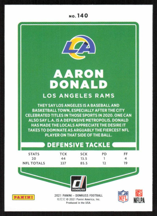 Aaron Donald 2021 Donruss Football # 140 Los Angeles Rams Image Variation Base - Collectible Craze America