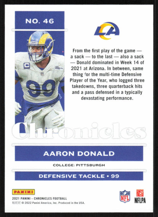 Aaron Donald 2021 Panini Chronicles # 46 Los Angeles Rams Base - Collectible Craze America