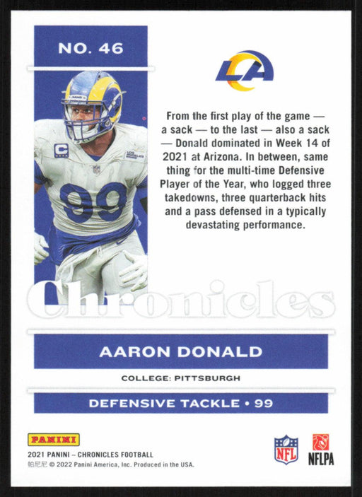 Aaron Donald 2021 Panini Chronicles # 46 Los Angeles Rams Base - Collectible Craze America