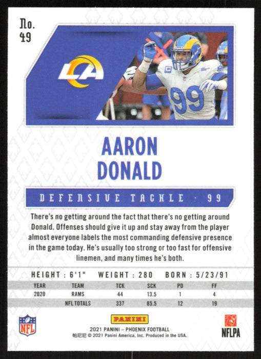 Aaron Donald 2021 Panini Phoenix # 49 Los Angeles Rams Base - Collectible Craze America