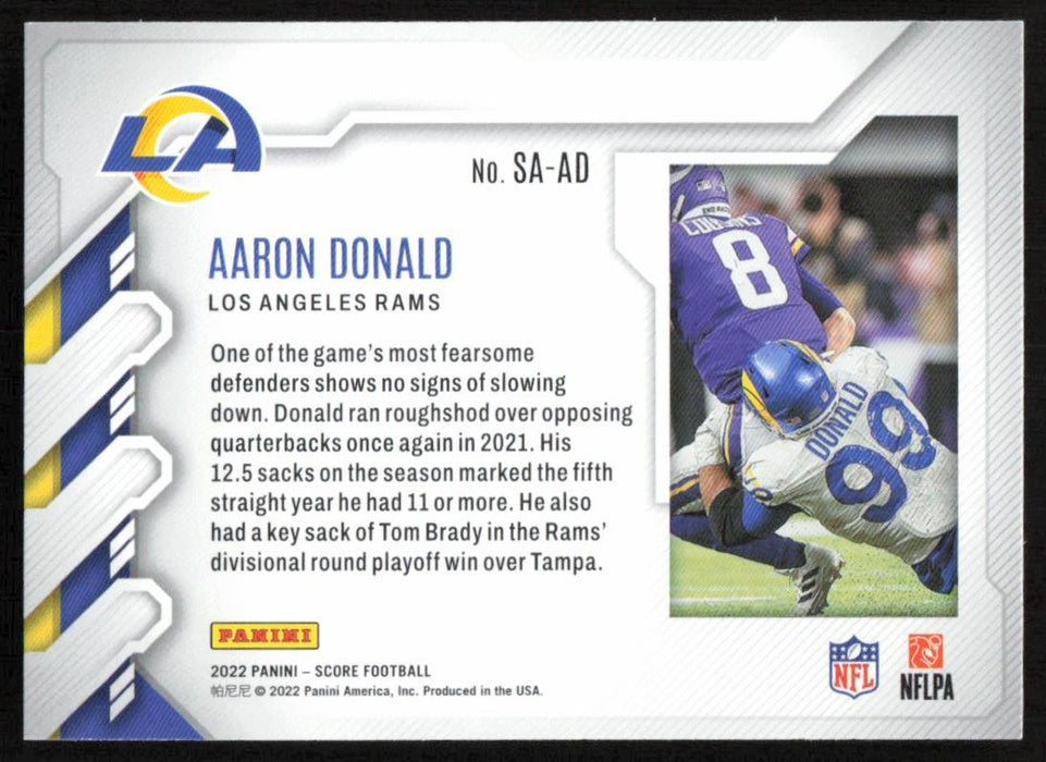 Aaron Donald 2022 Panini Score Football # SA-AD Sack Attack Los Angeles Rams - Collectible Craze America