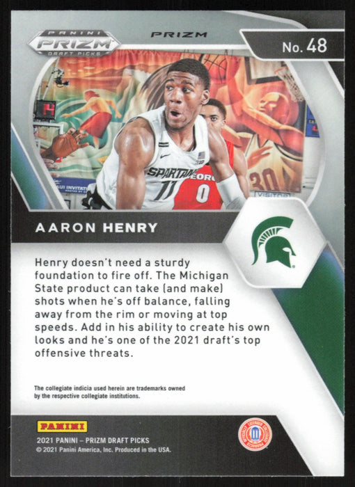 Aaron Henry 2021 Panini Prizm Draft Picks # 48 RC Red Ice Prizm Michigan State Spartans - Collectible Craze America