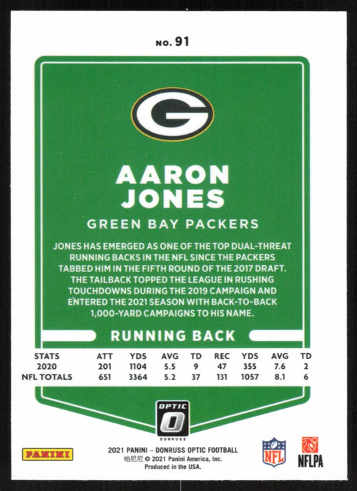 Aaron Jones 2021 Donruss Optic # 91 Green Bay Packers - Collectible Craze America