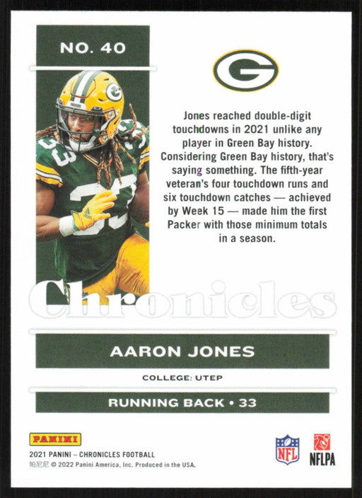 Aaron Jones 2021 Panini Chronicles # 40 Green Bay Packers Base - Collectible Craze America