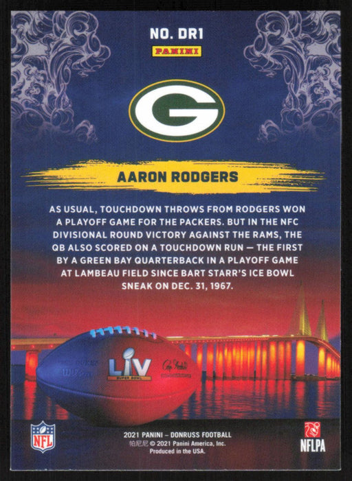 Aaron Rodgers 2021 Donruss Road to the Super Bowl # DR1 Green Bay Packers - Collectible Craze America