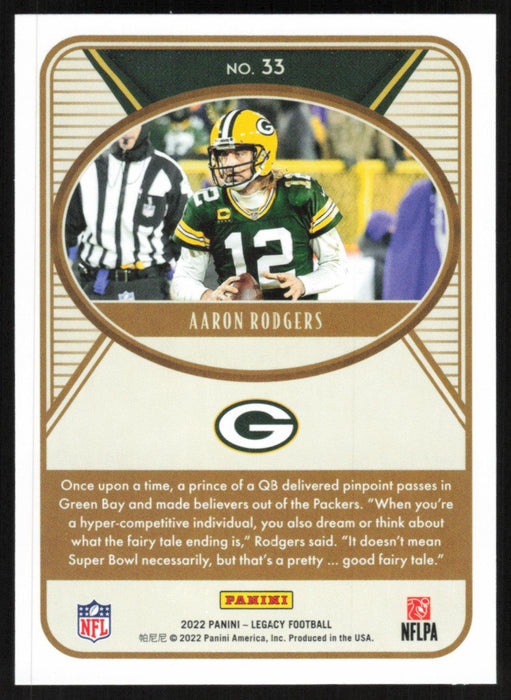 Aaron Rodgers 2022 Panini Legacy Football Base # 33 Green Bay Packers - Collectible Craze America