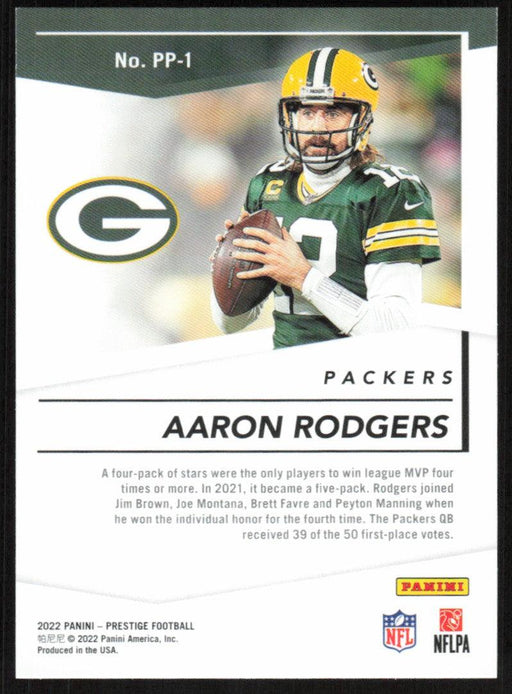 Aaron Rodgers 2022 Panini Prestige Prestigious Pros # PP-1 Insert Green Bay Packers - Collectible Craze America