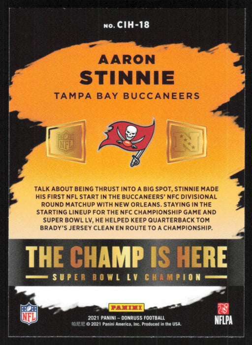 Aaron Stinnie 2021 Donruss Champ Is Here # CIH-18 Tampa Bay Buccaneers - Collectible Craze America