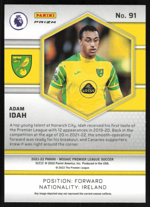 Adam Idah 2021 Panini Mosaic Premier League # 91 RC Reactive Gold Norwich City - Collectible Craze America