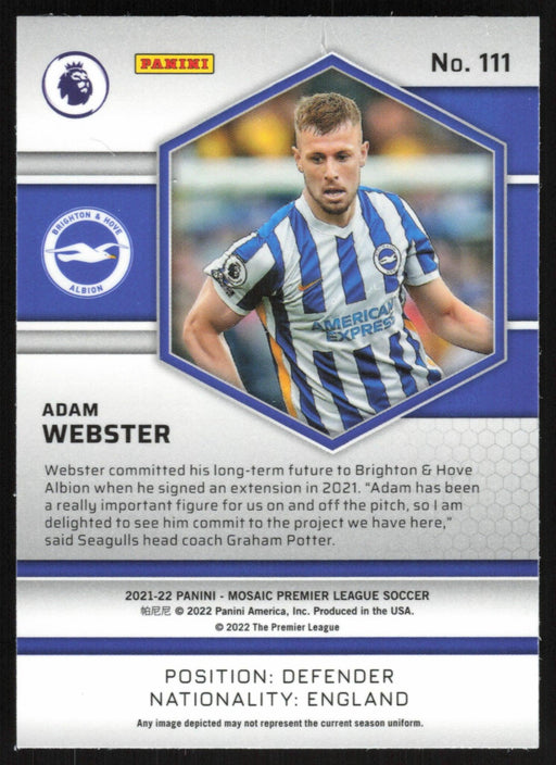 Adam Webster 2021 Panini Mosaic Premier League # 111 Brighton & Hove Albion Base - Collectible Craze America