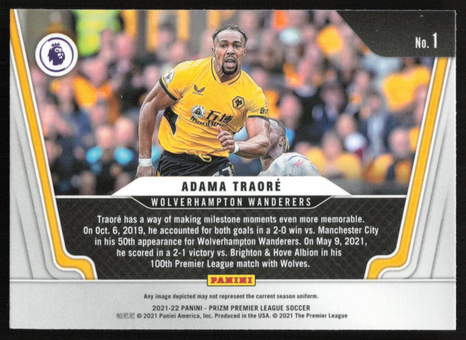 Adama Traore 2021 Panini Prizm Premier League # 1 Widescreen Wolverhampton Wanderers - Collectible Craze America