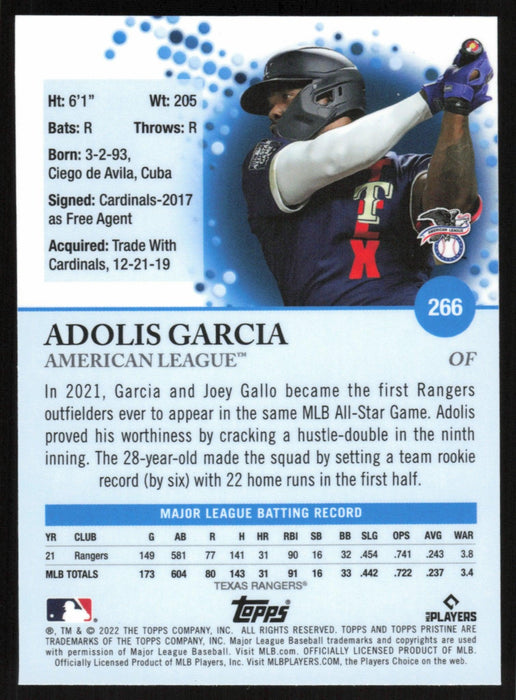 Adolis Garcia 2022 Topps Pristine Baseball # 266 Texas Rangers - Collectible Craze America