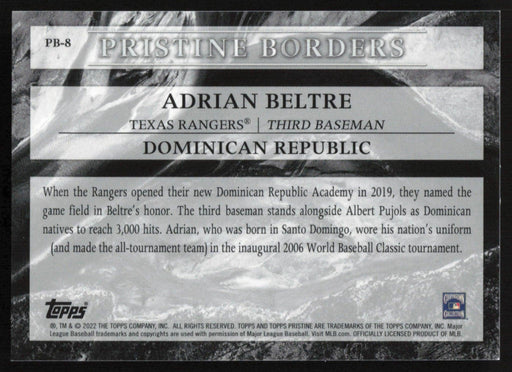 Adrian Beltre 2022 Topps Pristine # PB-8 Pristine Borders Insert Texas Rangers - Collectible Craze America