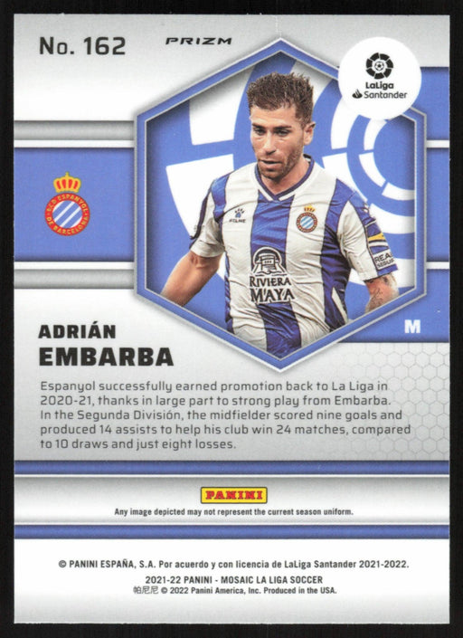 Adrian Embarba 2021 Panini Mosaic La Liga # 162 RC Silver Prizm RCD Espanyol - Collectible Craze America