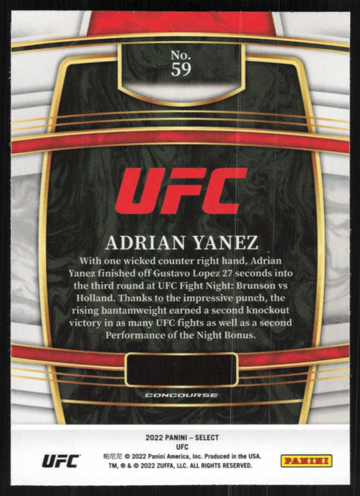 Adrian Yanez 2022 Panini Select UFC # 59 RC Concourse - Collectible Craze America