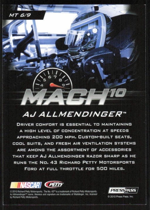 AJ Allmendinger 2010 Press Pass Stealth # MT6 Mach 10 - Collectible Craze America