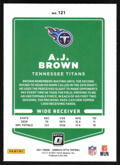 AJ Brown 2021 Donruss Optic # 121 Tennessee Titans - Collectible Craze America