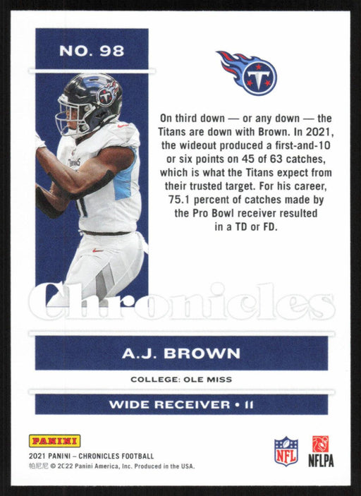 AJ Brown 2021 Panini Chronicles # 98 Pink Tennessee Titans - Collectible Craze America