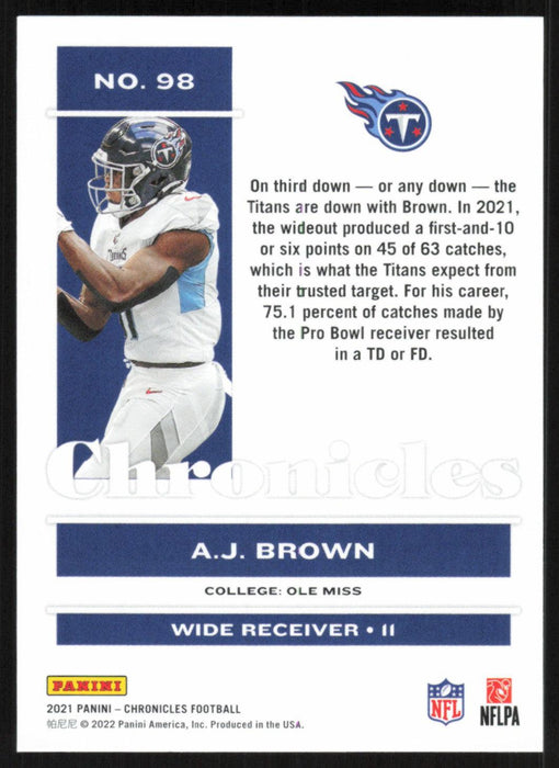 AJ Brown 2021 Panini Chronicles # 98 Tennessee Titans Base - Collectible Craze America