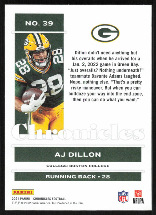 AJ Dillon 2021 Panini Chronicles # 39 Green Bay Packers Base - Collectible Craze America