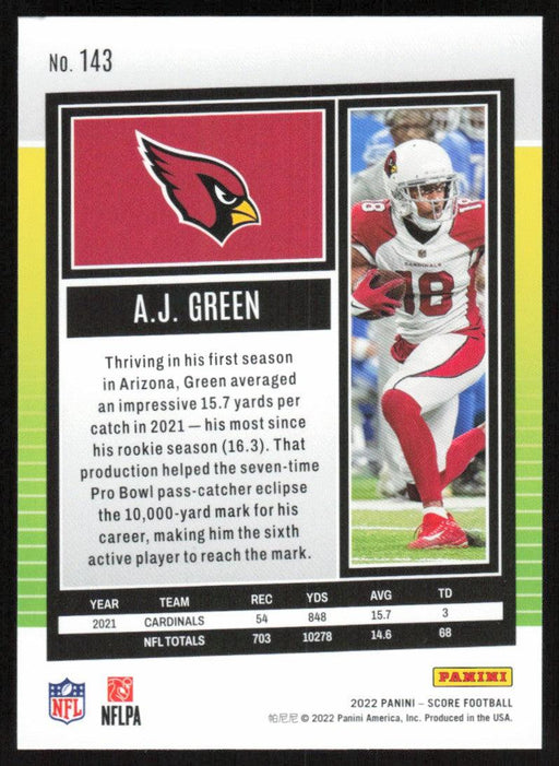 AJ Green 2022 Panini Score Football # 143 Base Arizona Cardinals - Collectible Craze America