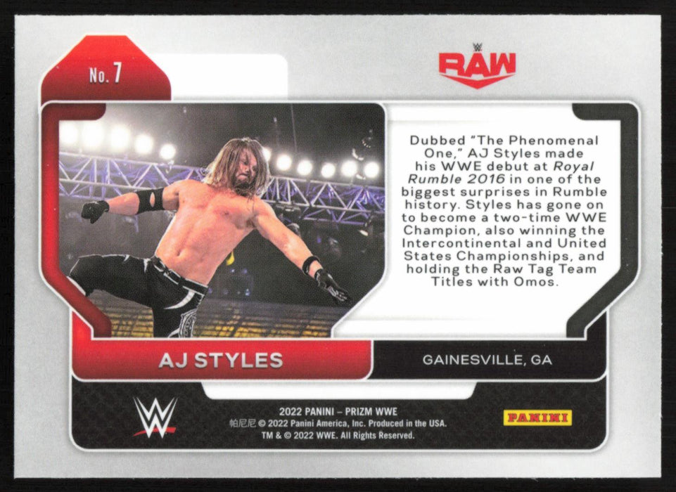 AJ Styles 2022 Panini Prizm WWE # 7 Base Raw - Collectible Craze America