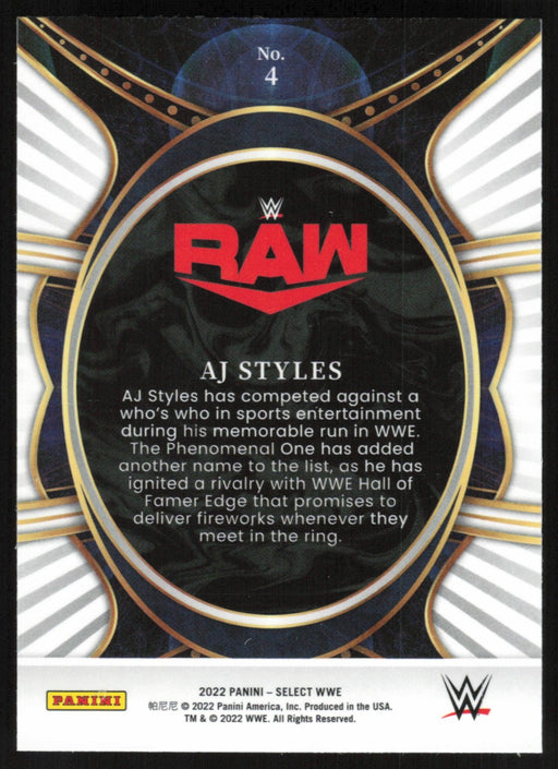 AJ Styles 2022 Panini Select WWE # 4 Phenomenon Insert Raw - Collectible Craze America